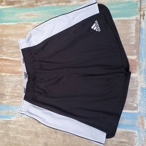 Y2K Adidas Climalite Fold Down Waist High Rise 5" Shorts Black with White Panels